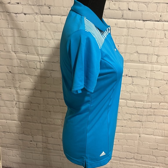 NWT ADIDAS Climachill Polo Golf top.  Turquoise and white. Women’s size Small. - Picture 3 of 9